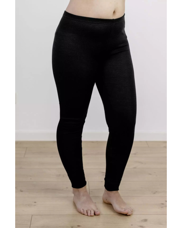Alternativ vy av Leggings i 70/30 ekologisk merinoull/silke - Svarta