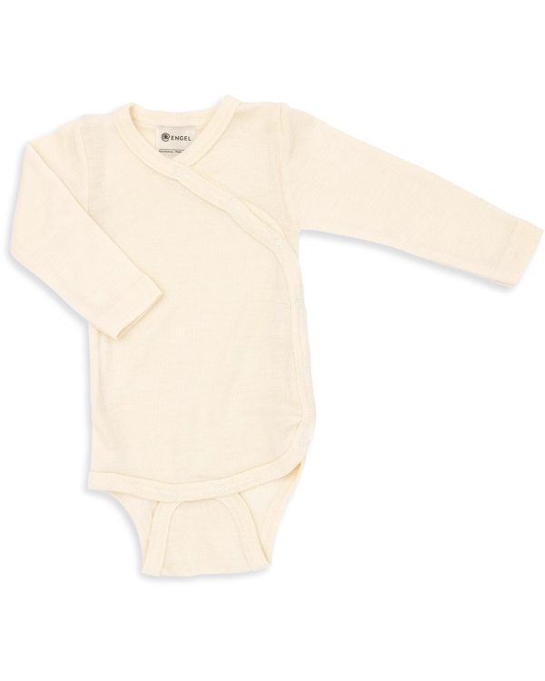 Alternativ vy av Body i omlottmodell i 70/30 ekologisk merinoull/silke - Naturvit