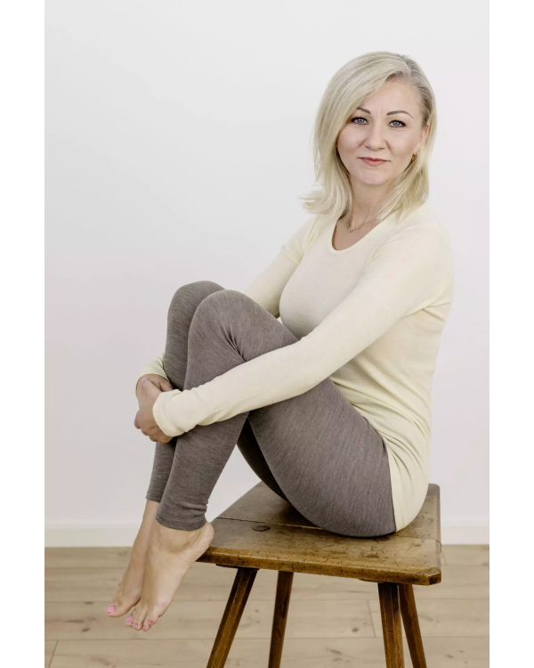 Alternativ vy av Tröja i 70/30 ekologisk merinoull/silke - Naturvit