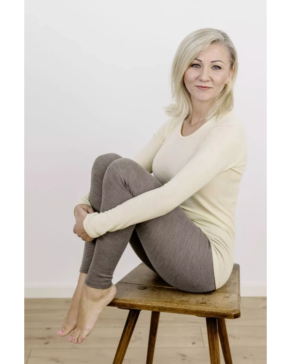 Alternativ vy av Tröja i 70/30 ekologisk merinoull/silke - Naturvit