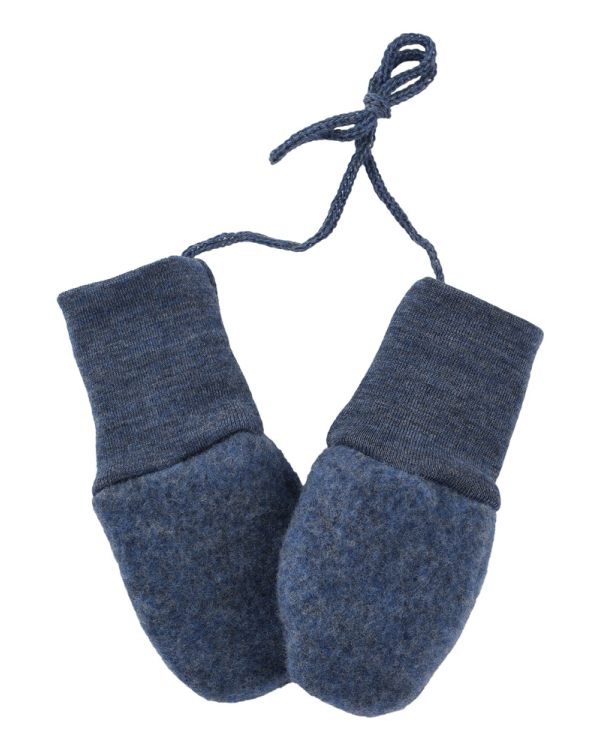 Babyvantar ullfleece - 100% ekologisk merinoull - Blåmelerad