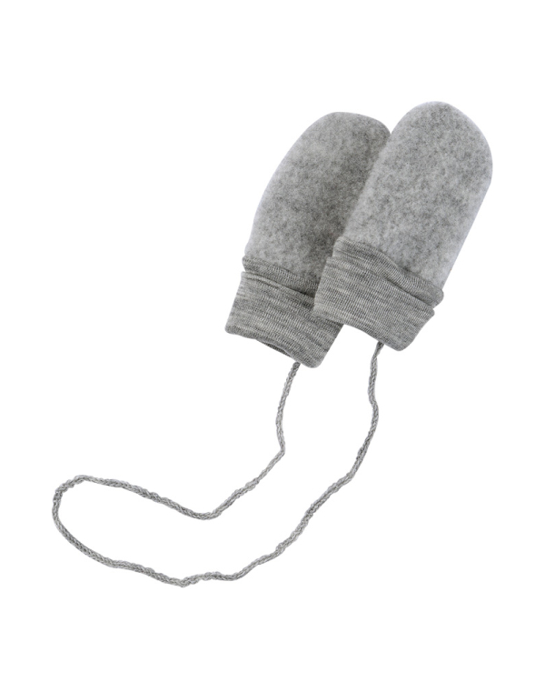 Babyvantar ullfleece - 100% ekologisk merinoull - Gråmelerad