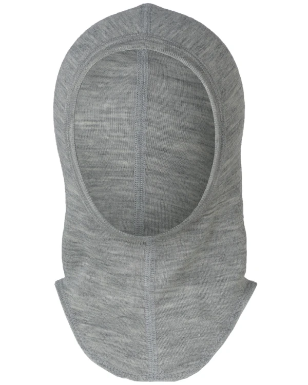 Balaclava i ekologisk merinoull/silke - Gråmelerad