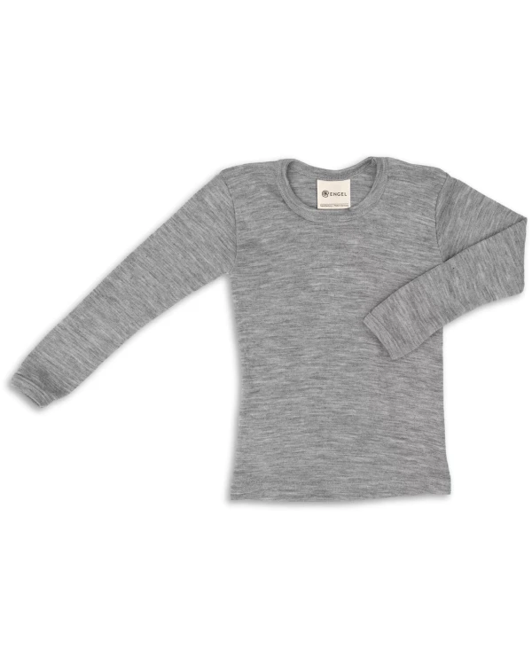 Barntröja i 70/30 ekologisk merinoull/silke - Ljusgrå