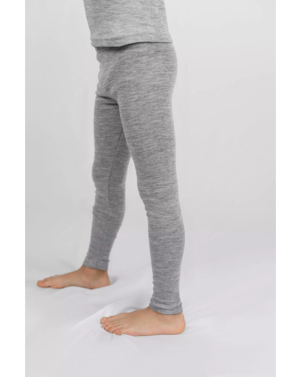 Alternativ vy av Barnleggings i 70/30 ekologisk merinoull/silke - Ljusgrå