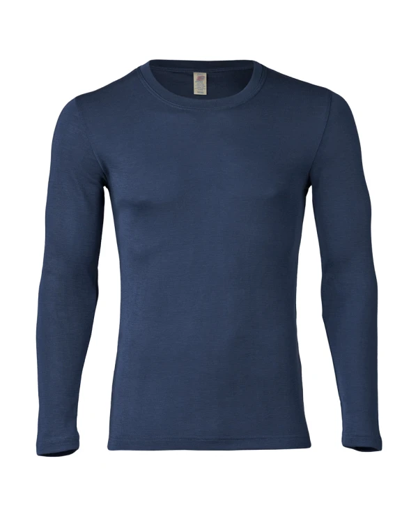Tröja i 70/30 ekologisk merinoull/silke – Marinblå