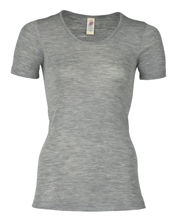 T-shirt i 70/30 ekologisk merinoull/silke – Ljusgrå