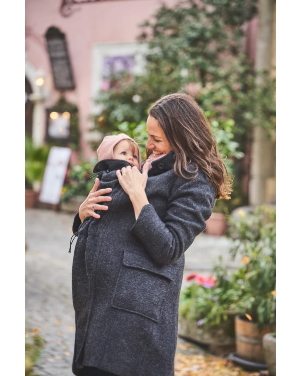 Mamalila Hooded Babywearing Coat - Antrasitgrå - Small