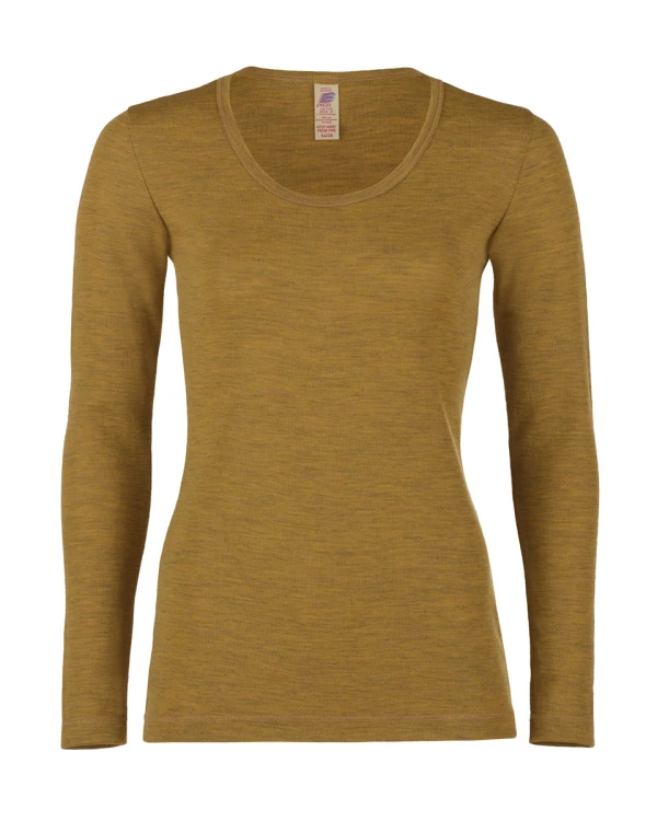 Tröja i 100% ekologisk merinoull - Saffranmelerad