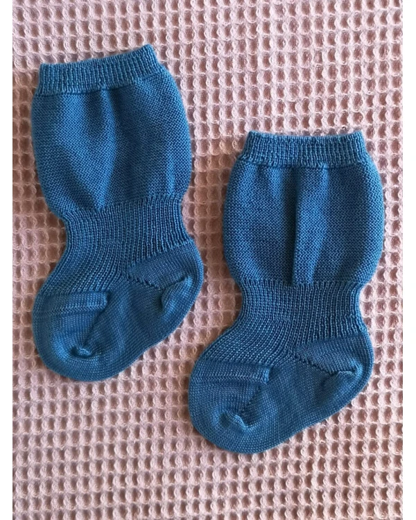 Babystrumpa i 100% ekologisk merinoull - Bergblå