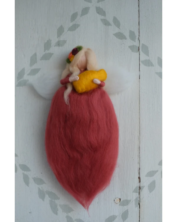 Ullängel och baby - Gammelrosa och solgul