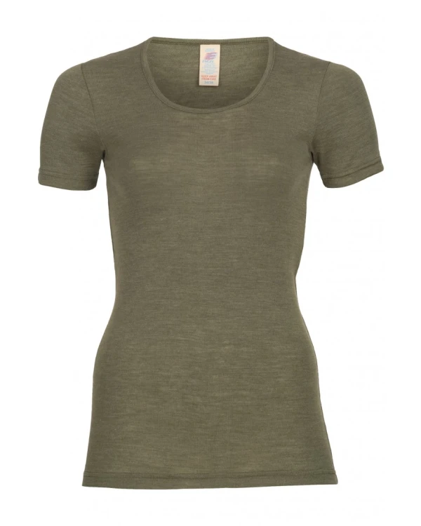 T-shirt i 70/30 ekologisk merinoull/silke - Oliv