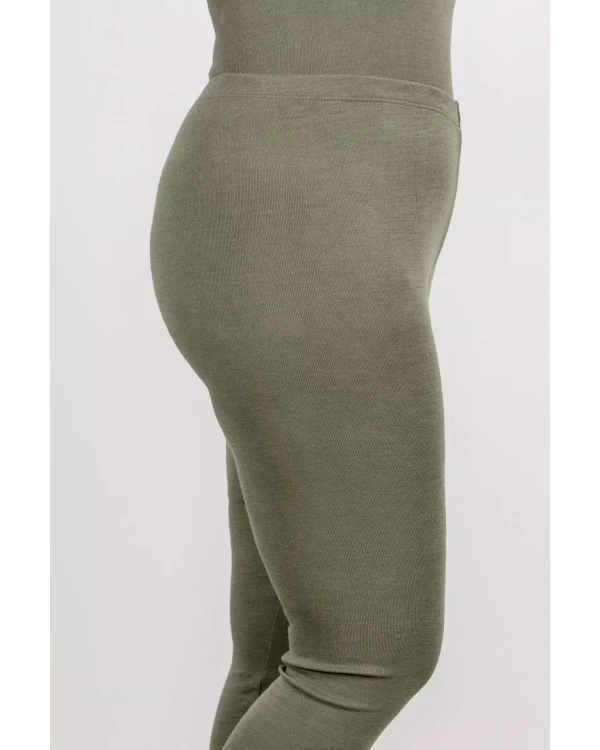 Alternativ vy av Leggings i 70/30 ekologisk merinoull/silke - Oliv