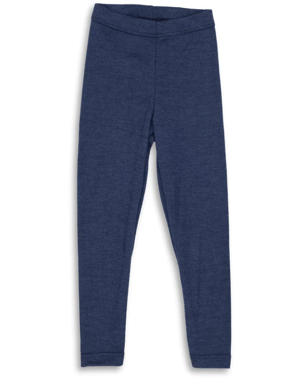 Barnleggings i 70/30 ekologisk merinoull/silke – Marinblå