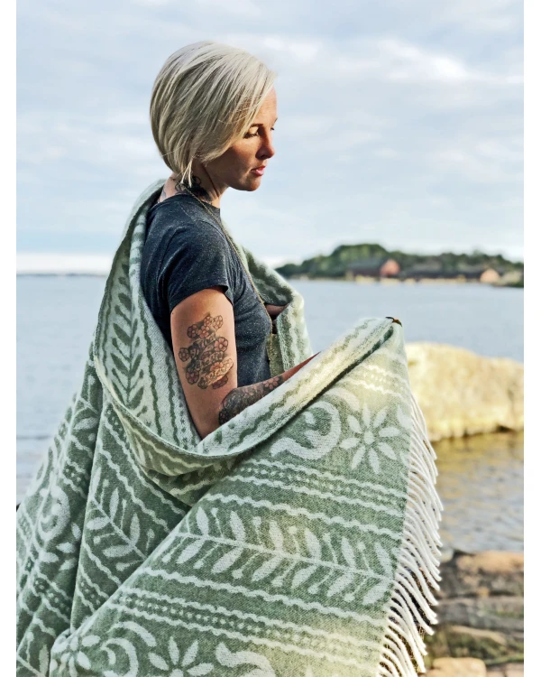 Ullpläd ANNO 1862 - 100 % ekologisk norsk lammull - Grön