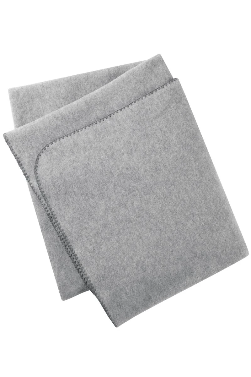 Ullfleecefilt – 100 % ekologisk merinoull – Ljusgrå - 150 x 180 cm
