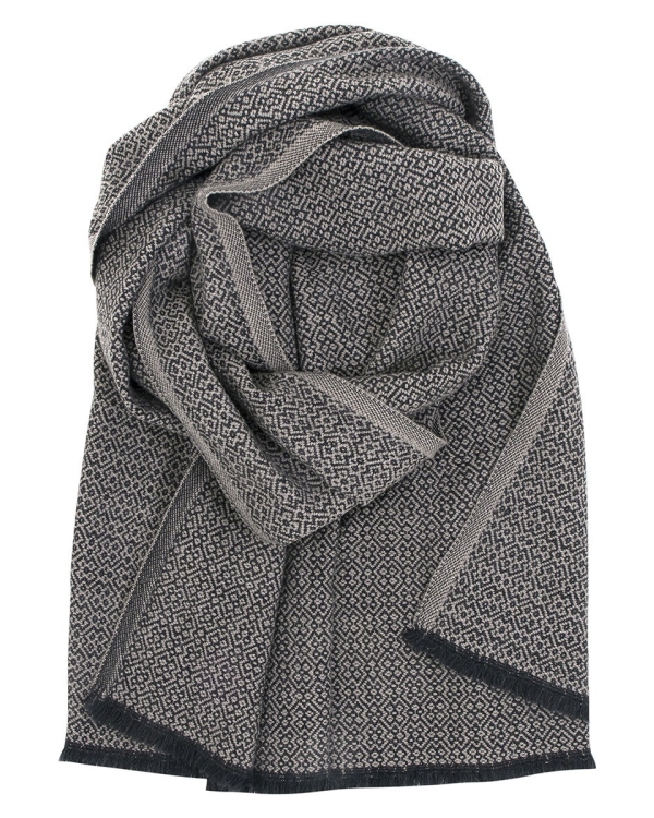 Alternativ vy av Sjal i 100 % merinoull - 220 cm x 60 cm - Svart/Beige