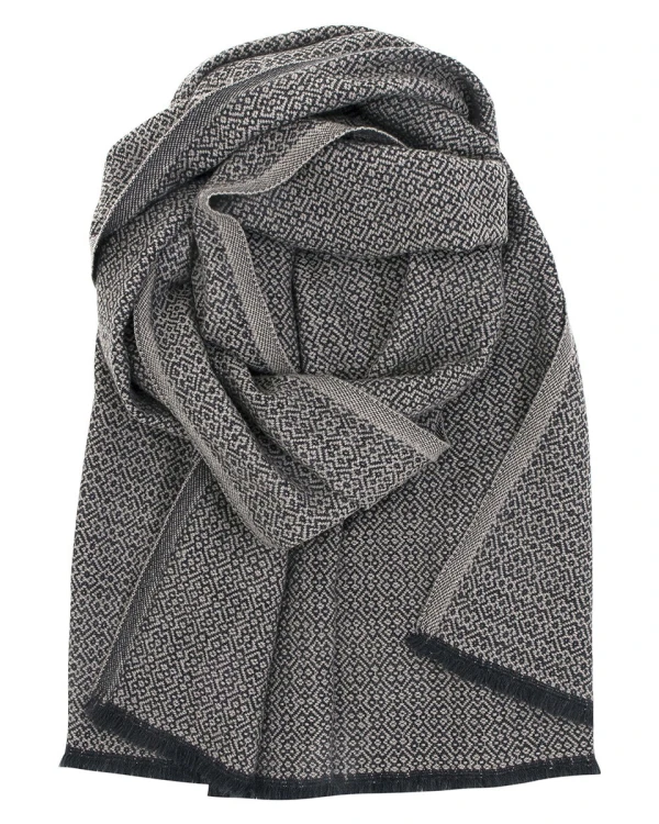 Alternativ vy av Sjal i 100 % merinoull - 220 cm x 60 cm - Svart/Beige