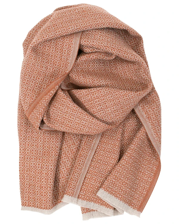 Alternativ vy av Sjal i 100 % merinoull - 220 cm x 60 cm - Beige/Orange
