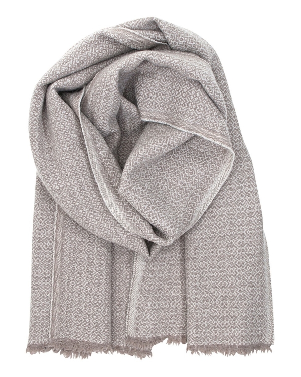 Alternativ vy av Sjal i 100 % merinoull - 220 cm x 60 cm - Beige/Vit