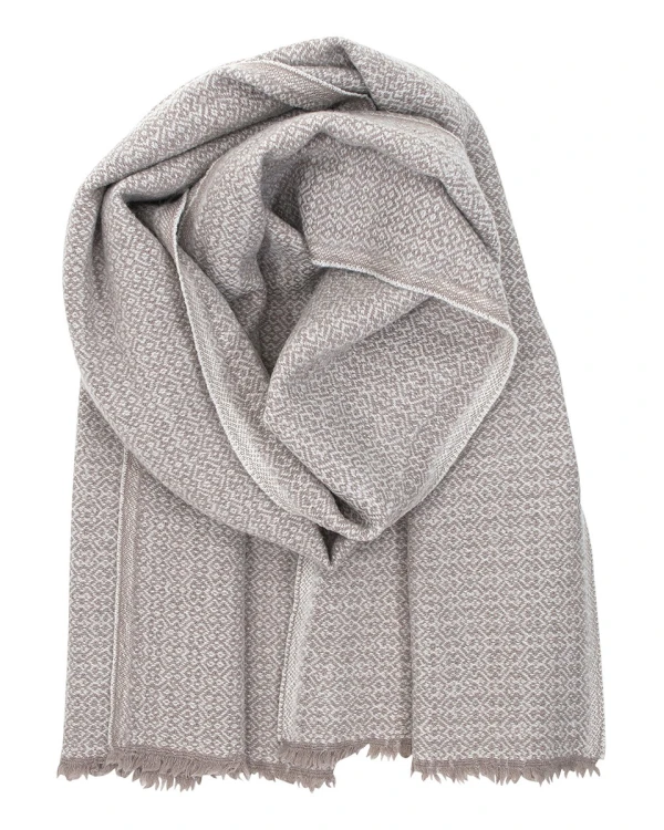 Alternativ vy av Sjal i 100 % merinoull - 220 cm x 60 cm - Beige/Vit