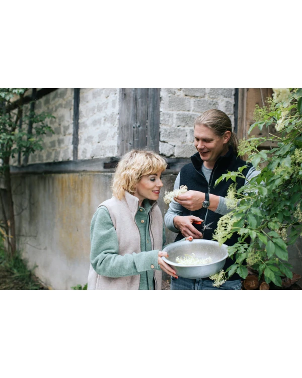 Alternativ vy av Ullfleeceväst i 100% ekologisk merinoull - DAM - Sandmelerad - Engel Natur