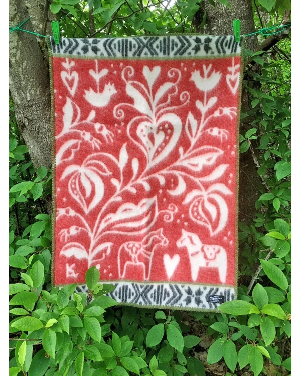 Barnfilt DALARNA - Röd - 100 % norsk ekologisk ull