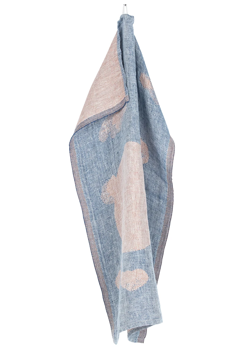 Linnehandduk i 100 % lin – 48 × 70 cm – HIETSU – blå & kanel – Lapuan Kankurit