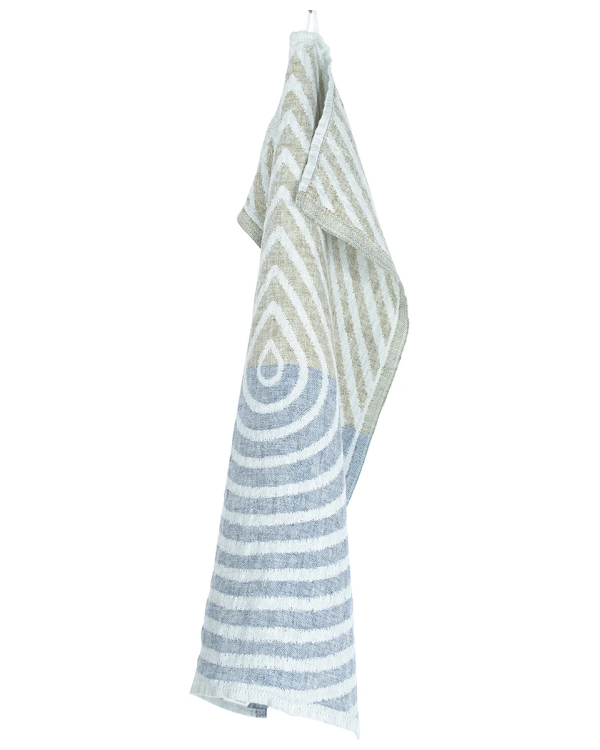Linnehandduk i 100 % lin – 46 × 70 cm – METSÄLAMPI – grå, blåbär & oliv – Lapuan Kankurit