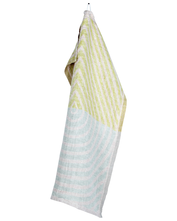Linnehandduk i 100 % lin - 46 × 70 cm - METSÄLAMPI - rosa, grå & lime - Lapuan Kankurit