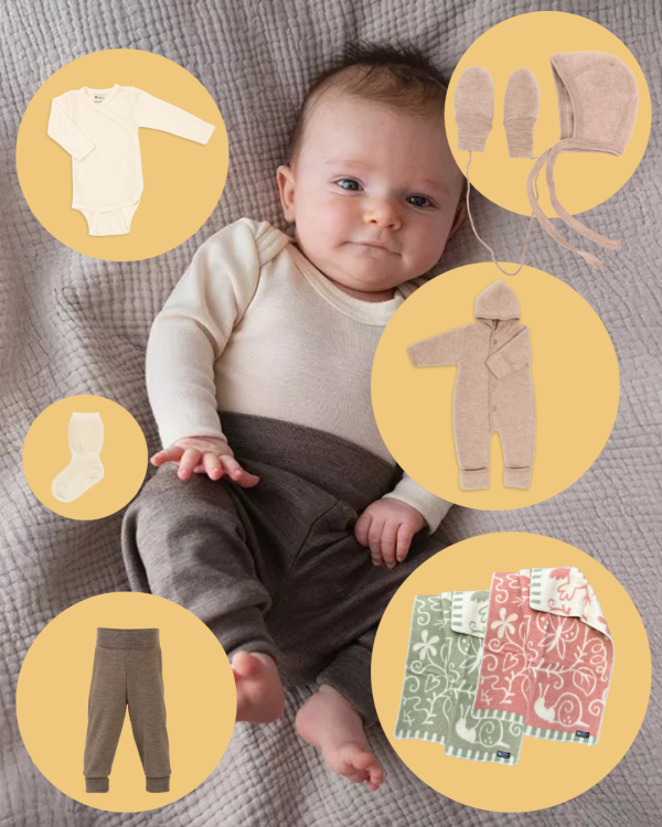 Baby-startpaket – Stora paketet – Ull & Mys - 5 artiklar - Sandmelerad