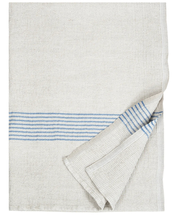 Badhandduk i 100 % lin – 85 × 180 cm – PURO – linne & blå – Lapuan Kankurit