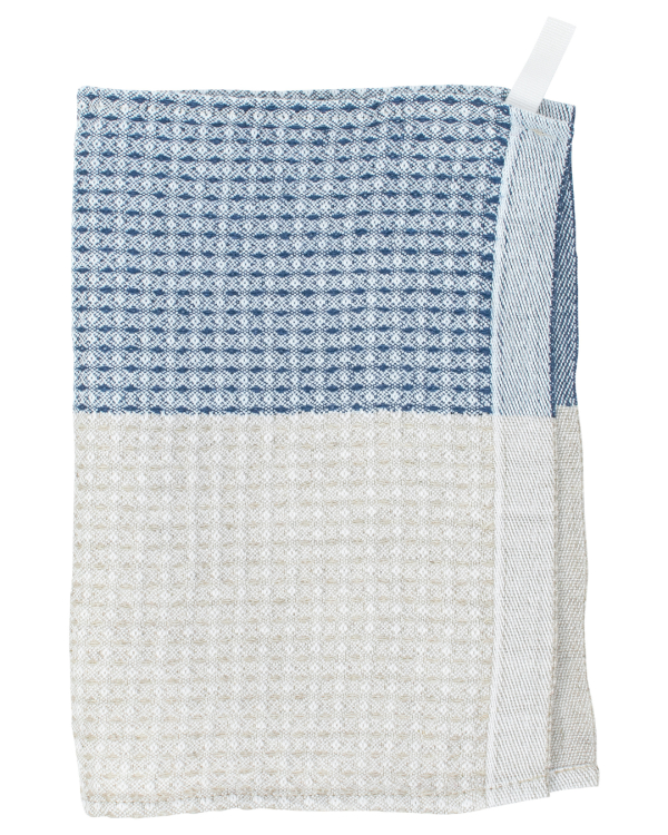 Disktrasa/Handduk i tencel, lin & bomull – 25 × 32 cm – EEVA – linne & blå – Lapuan Kankurit