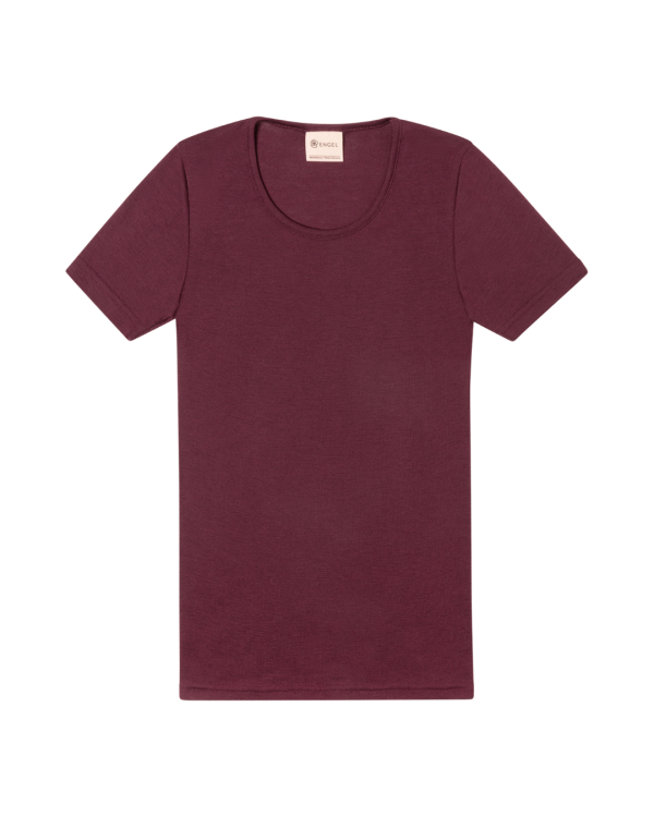 T-shirt i 70/30 ekologisk merinoull/silke – Bordeaux
