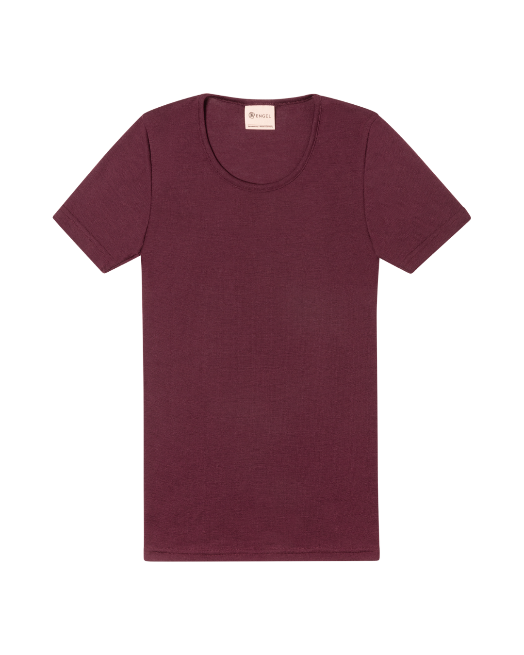 T-shirt i 70/30 ekologisk merinoull/silke – Bordeaux